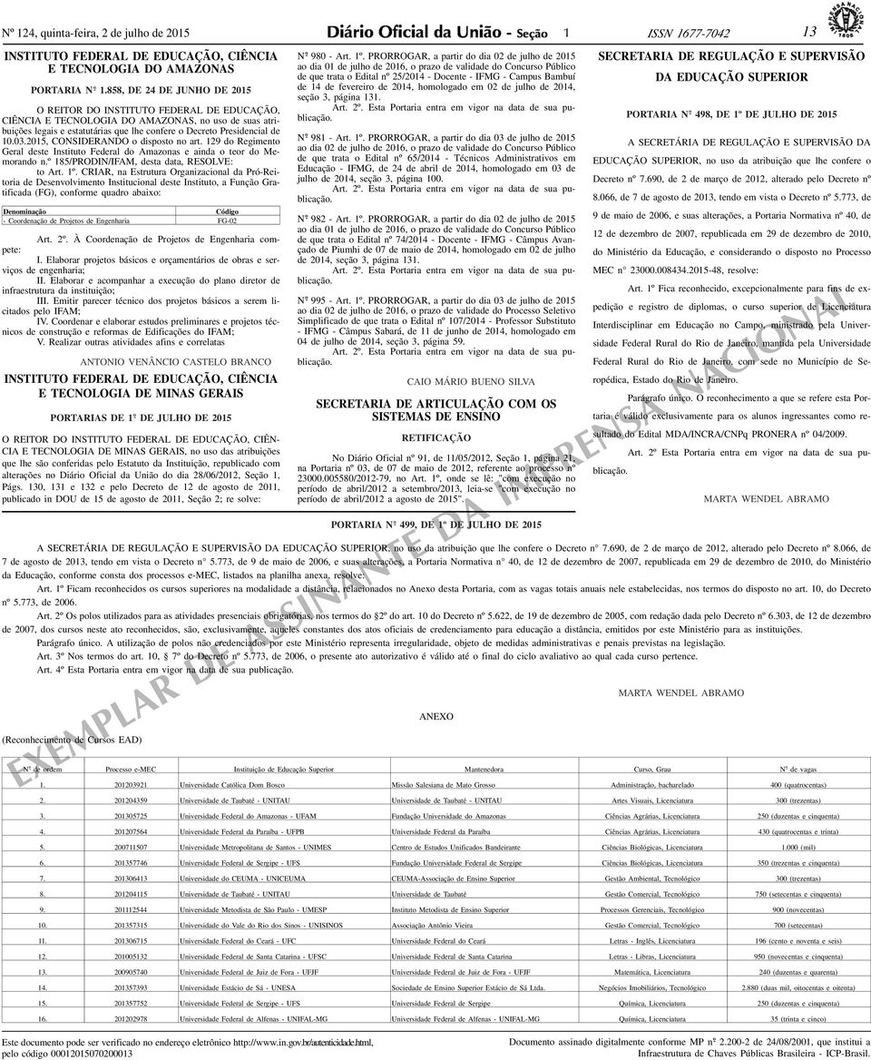 2015, CONSIDERANDO o disposto no rt. 129 do Regimento Gerl deste Instituto Federl do Amzons e ind o teor do Memorndo n.º 185/PRODIN/IFAM, dest dt, RESOLVE: to Art. 1º.