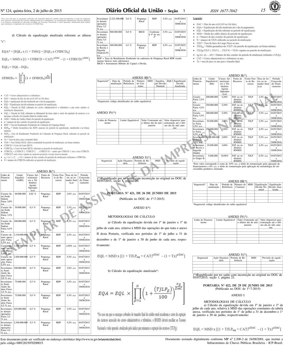 . 01/07/2015 RDP = Tx de Rendimento Ponderdo d cdernet de Poupnç Rurl RDP (rendimentos básicos mis dicionis); IHCD = Instrumento Híbrido de Cpitl e Dívid.