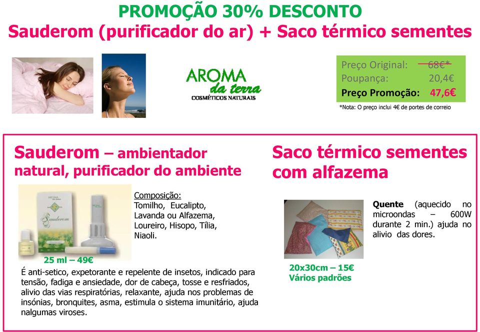 Saco térmico sementes com alfazema Quente (aquecido no microondas 600W durante 2 min.) ajuda no alivio das dores.