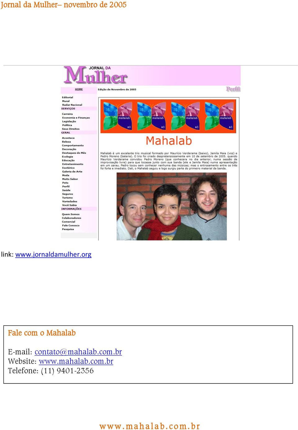 org Fale com o Mahalab E-mail: