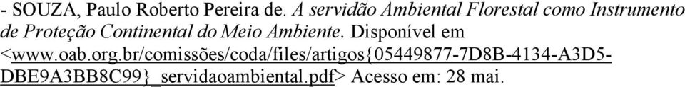 Continental do Meio Ambiente. Disponível em <www.oab.org.