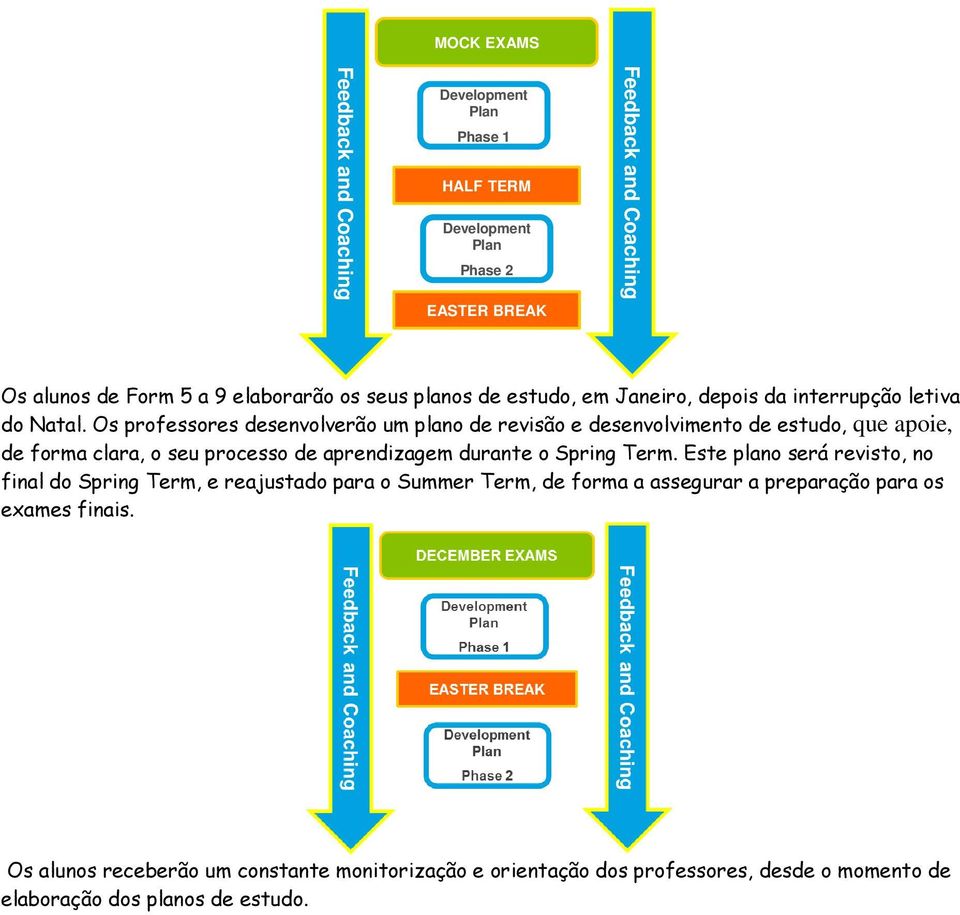 Os professores desenvolverão um plano de revisão e desenvolvimento de estudo, que apoie, de forma clara, o seu processo de aprendizagem durante o Spring Term.