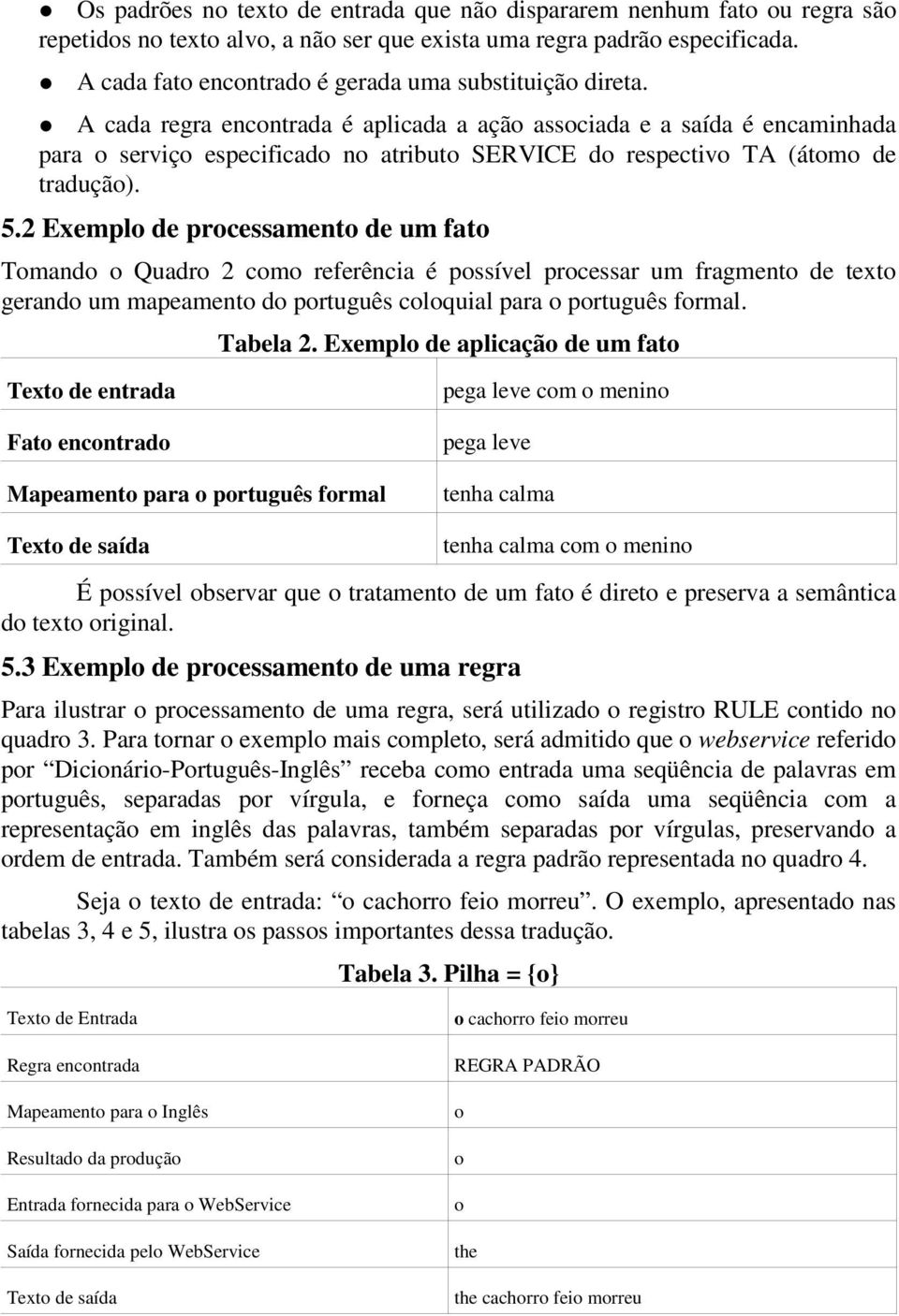 A cada regra encontrada é aplicada a ação associada e a saída é encaminhada para o serviço especificado no atributo SERVICE do respectivo TA (átomo de tradução). 5.