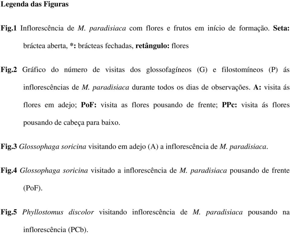 A: visita ás flores em adejo; PoF: visita as flores pousando de frente; PPc: visita ás flores pousando de cabeça para baixo. Fig.