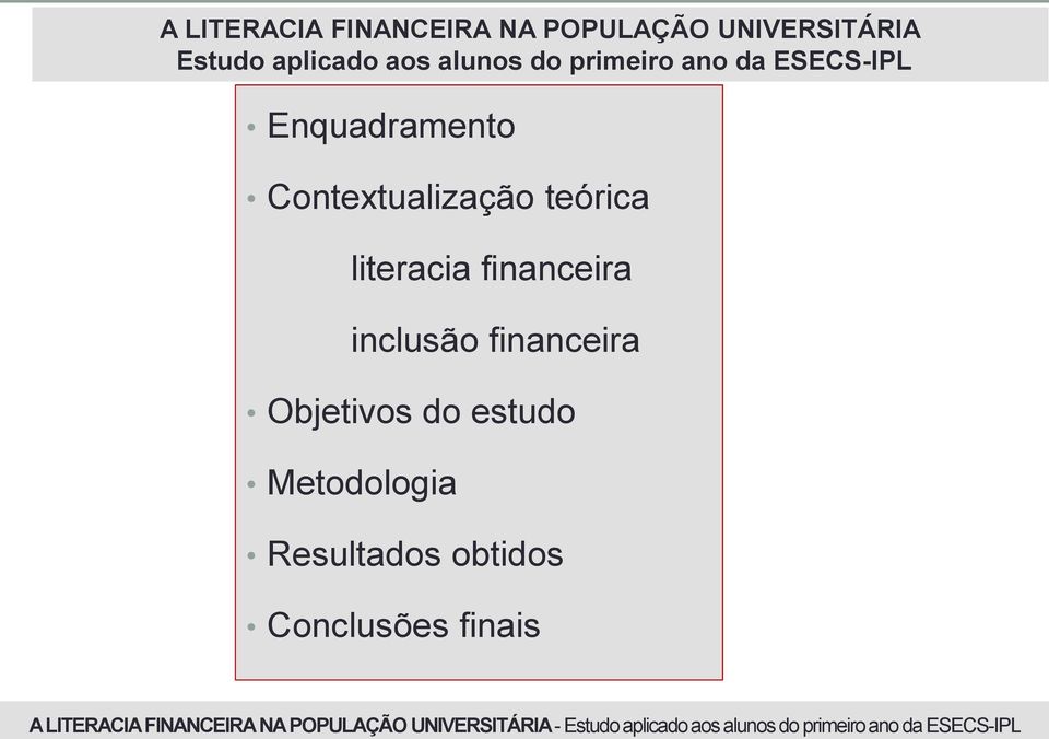Contextualização teórica literacia financeira inclusão