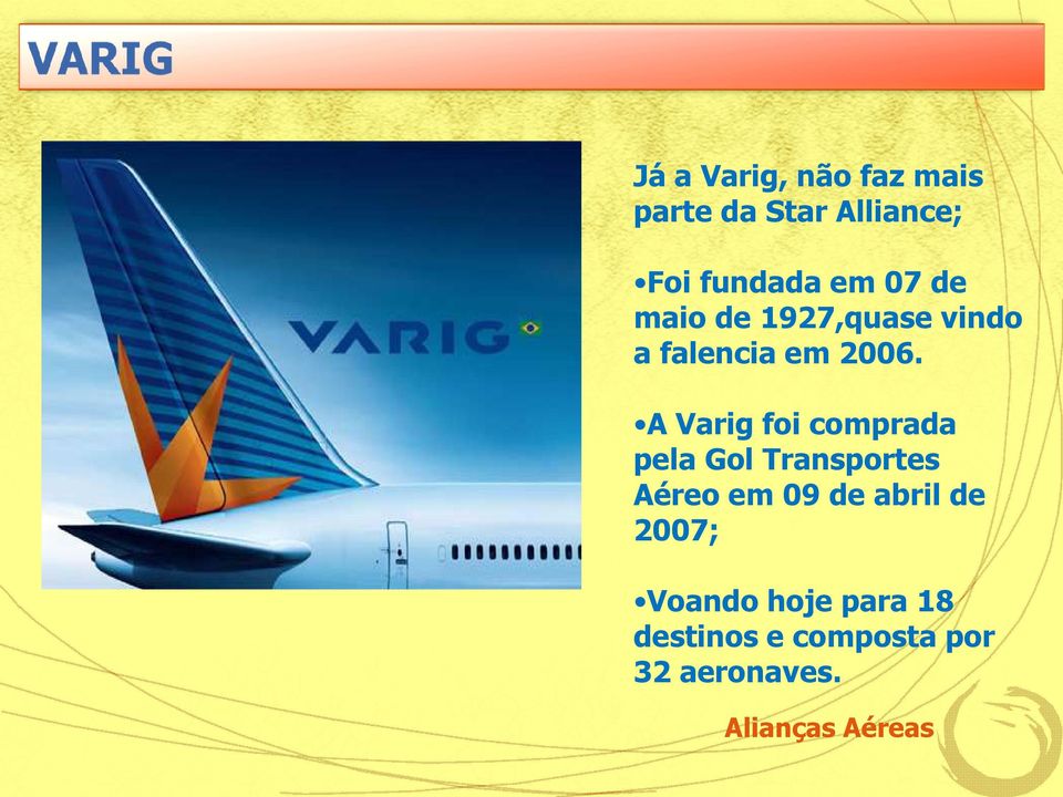 A Varig foi comprada pela Gol Transportes Aéreo em 09 de abril