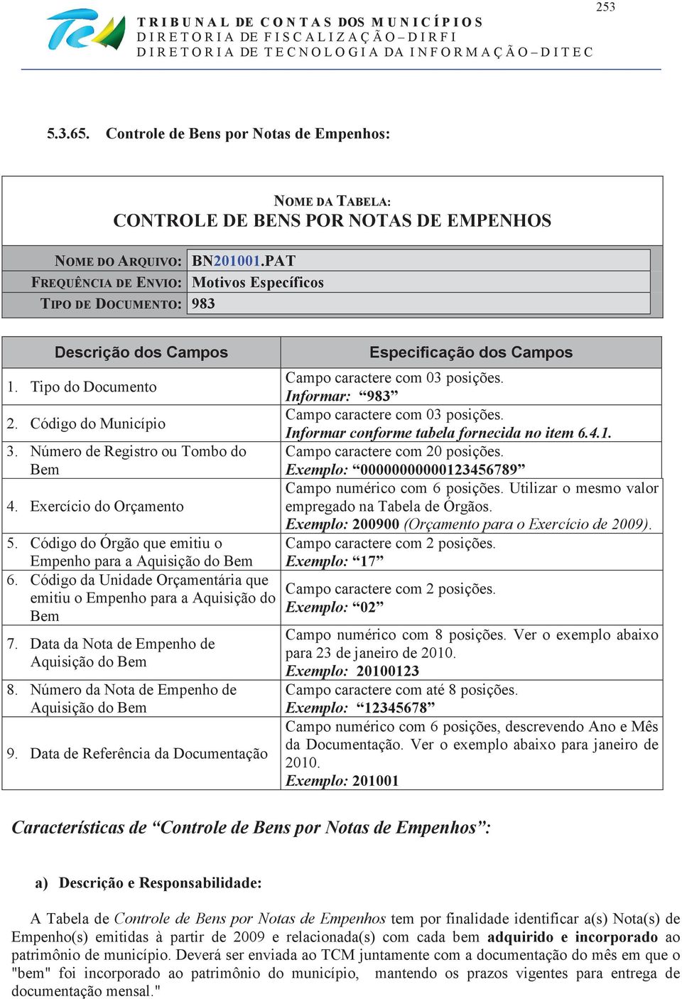 Código da Unidade Orçamentária que emitiu o Empenho para a Aquisição do Bem 7. Data da Nota de Empenho de Aquisição do Bem 8. Número da Nota de Empenho de Aquisição do Bem 9.