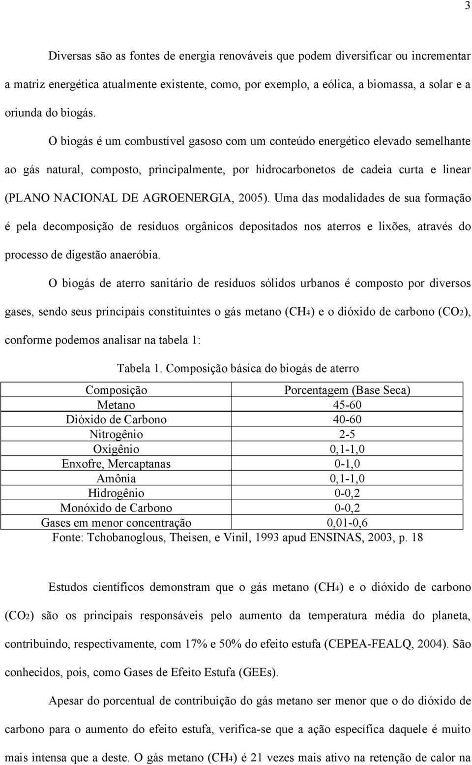 2005). Uma das modalidades de sua formação é pela decomposição de resíduos orgânicos depositados nos aterros e lixões, através do processo de digestão anaeróbia.