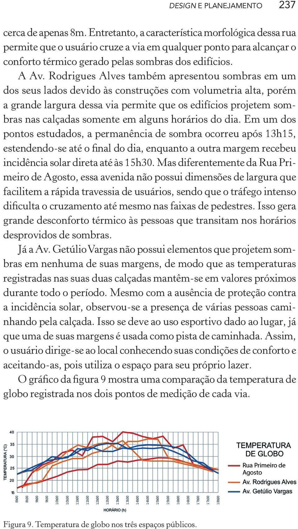 Rodrigues Alves também apresentou sombras em um dos seus lados devido às construções com volumetria alta, porém a grande largura dessa via permite que os edifícios projetem sombras nas calçadas