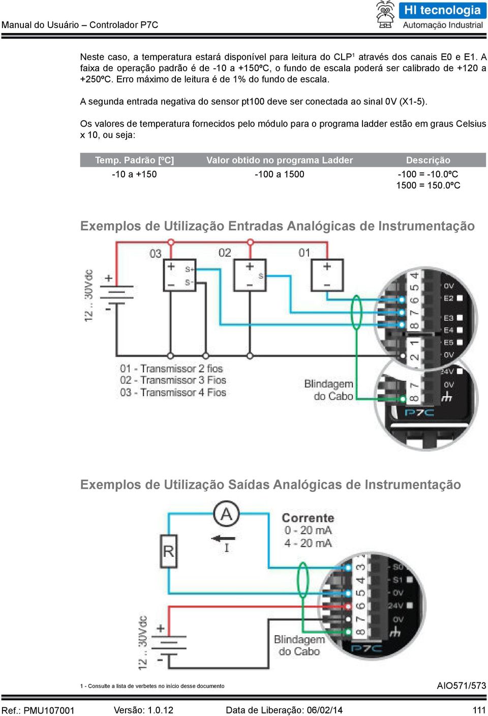 A segunda entrada negativa do sensor pt100 deve ser conectada ao sinal 0V (X1-5).