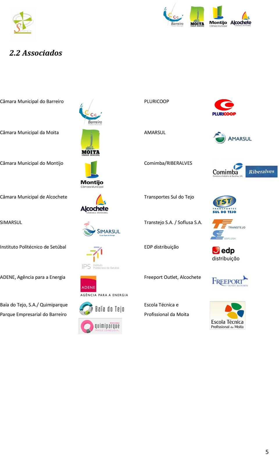 A. Instituto Politécnico de Setúbal EDP distribuição ADENE, Agência para a Energia Freeport Outlet, Alcochete