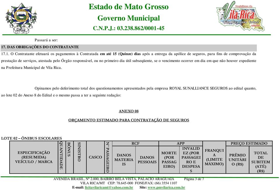 . DAS OBRIGAÇÕES DO CONTRATANTE 17