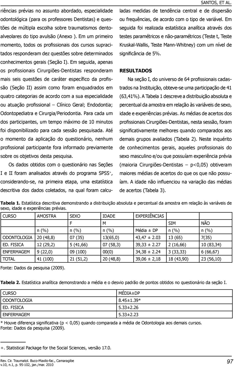 Em seguida, apenas os profissionais Cirurgiões-Dentistas responderam mais seis questões de caráter específico da profissão (Seção II) assim como foram enquadrados em quatro categorias de acordo com a