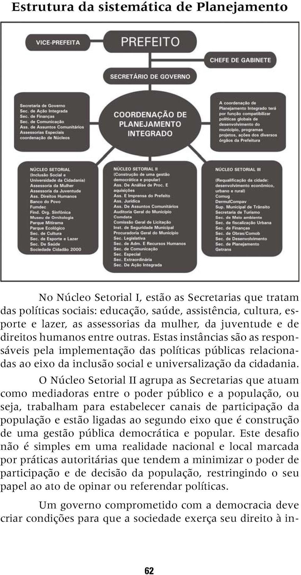 O Núcleo Setorial II agrupa as Secretarias que atuam como mediadoras entre o poder público e a população, ou seja, trabalham para estabelecer canais de participação da população e estão ligadas ao