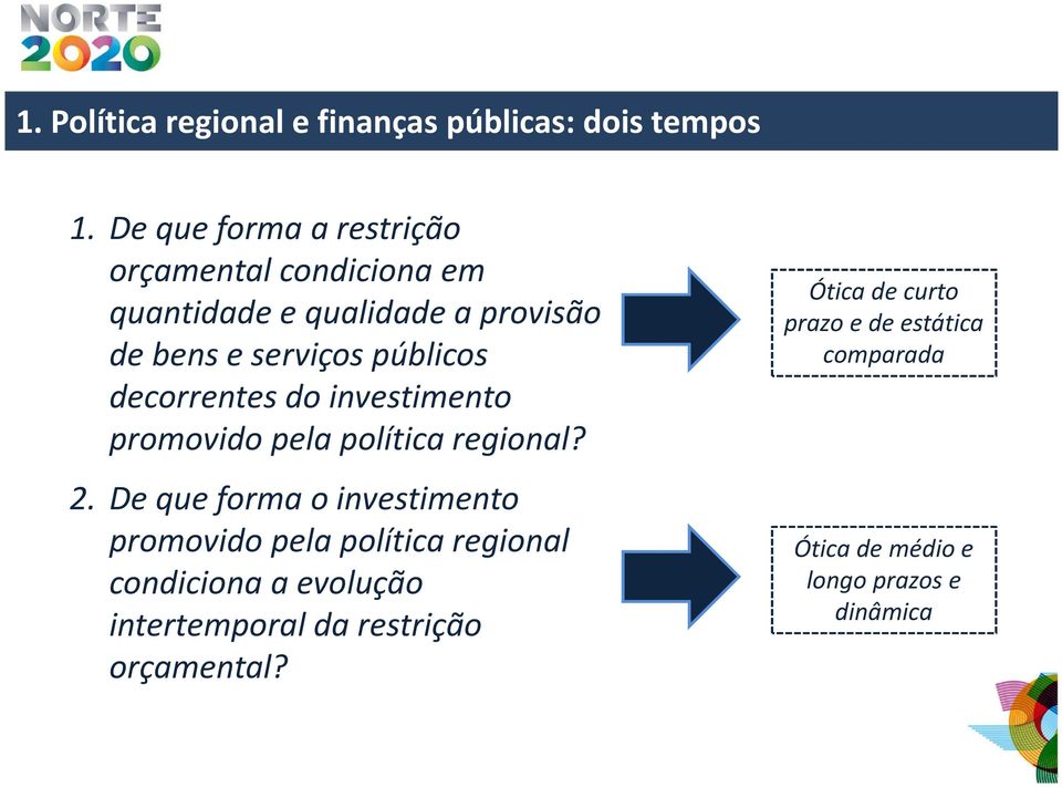 públicos decorrentes do investimento promovido pela política regional? 2.