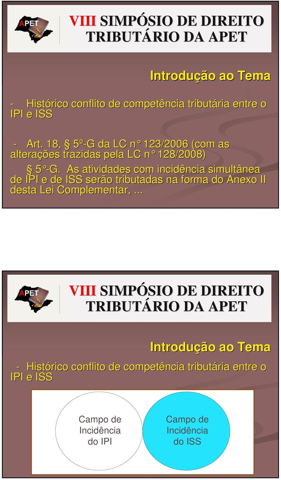 As atividades com incidência simultânea de IPI e de ISS serão tributadas na forma do Anexo II desta Lei