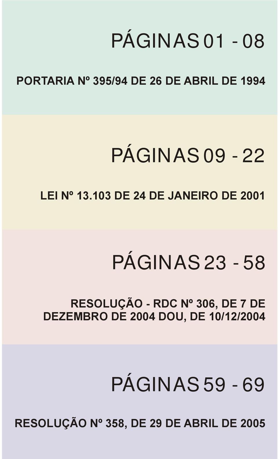 103 DE 24 DE JANEIRO DE 2001 PÁGINAS 23-58 RESOLUÇÃO - RDC Nº