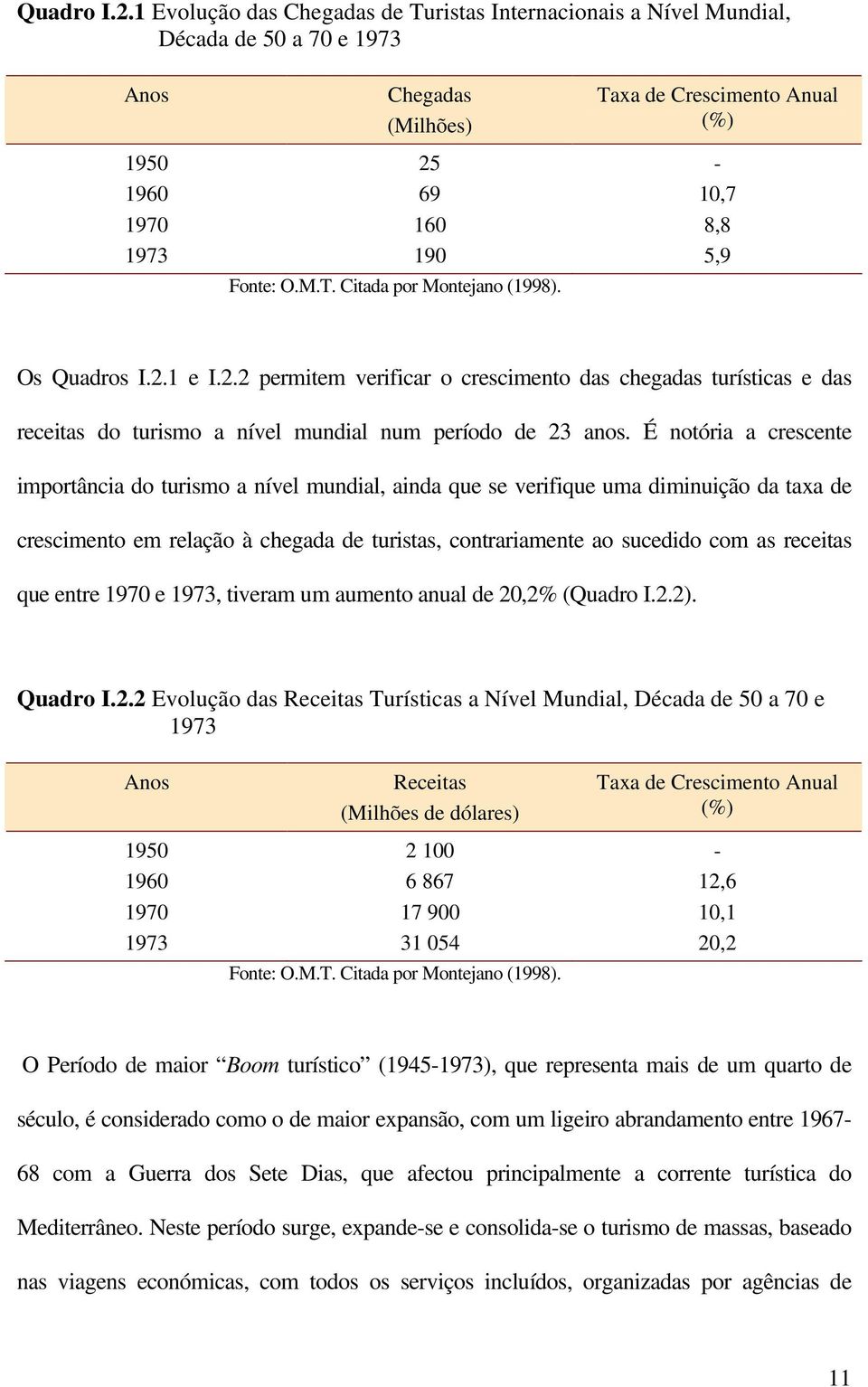 É notória a crescente importância do turismo a nível mundial, ainda que se verifique uma diminuição da taxa de crescimento em relação à chegada de turistas, contrariamente ao sucedido com as receitas