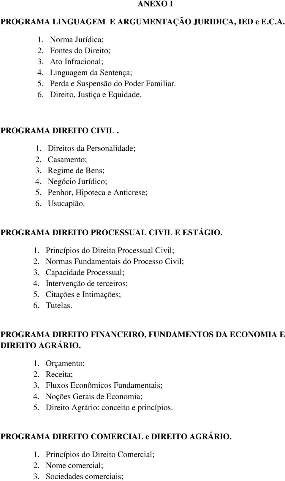 PROGRAMA DIREITO PROCESSUAL CIVIL E ESTÁGIO. 1. Princípios do Direito Processual Civil; 2. Normas Fundamentais do Processo Civil; 3. Capacidade Processual; 4. Intervenção de terceiros; 5.