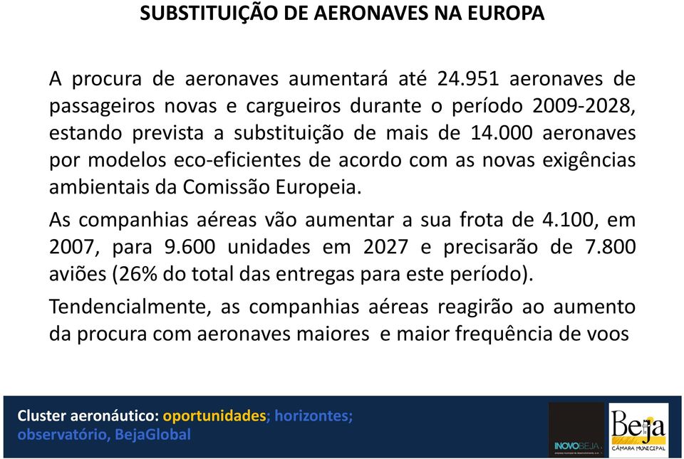 000 aeronaves por modelos eco eficientes de acordo com as novas exigências ambientais da Comissão Europeia.