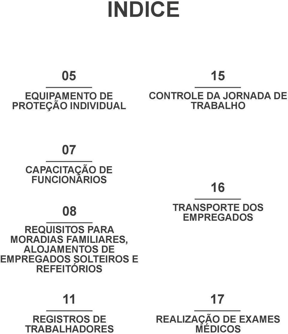 FAMILIARES, ALOJAMENTOS DE EMPREGADOS SOLTEIROS E REFEITÓRIOS 11