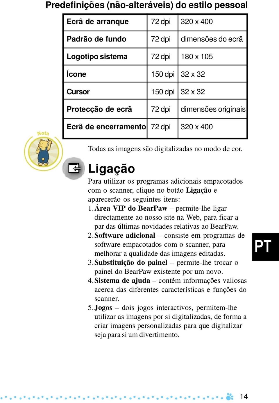 Ligação Para utilizar os programas adicionais empacotados com o scanner, clique no botão Ligação e aparecerão os seguintes itens: 1.