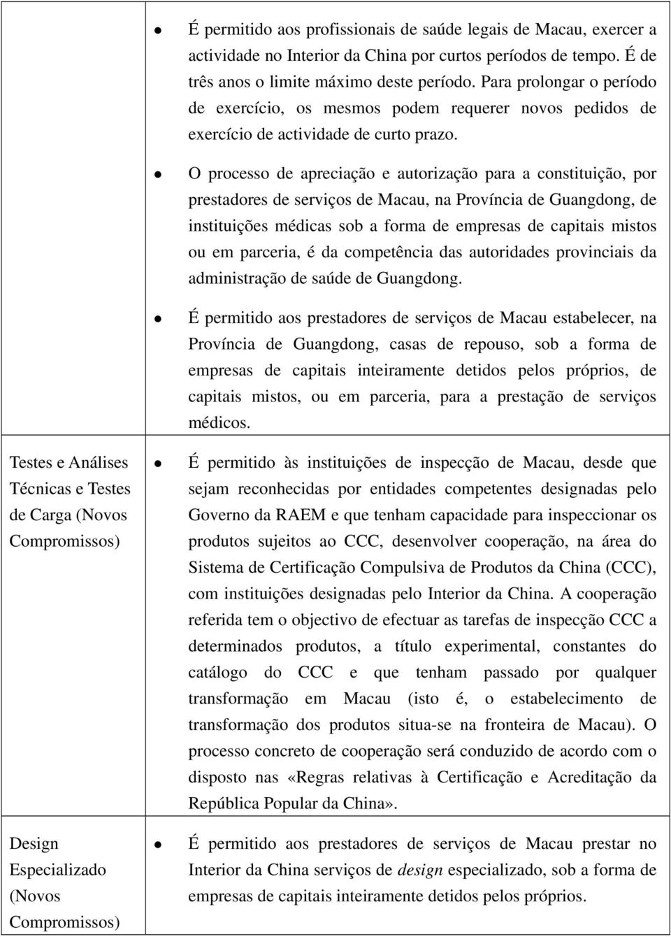 O processo de apreciação e autorização para a constituição, por prestadores de serviços de Macau, na Província de Guangdong, de instituições médicas sob a forma de empresas de capitais mistos ou em