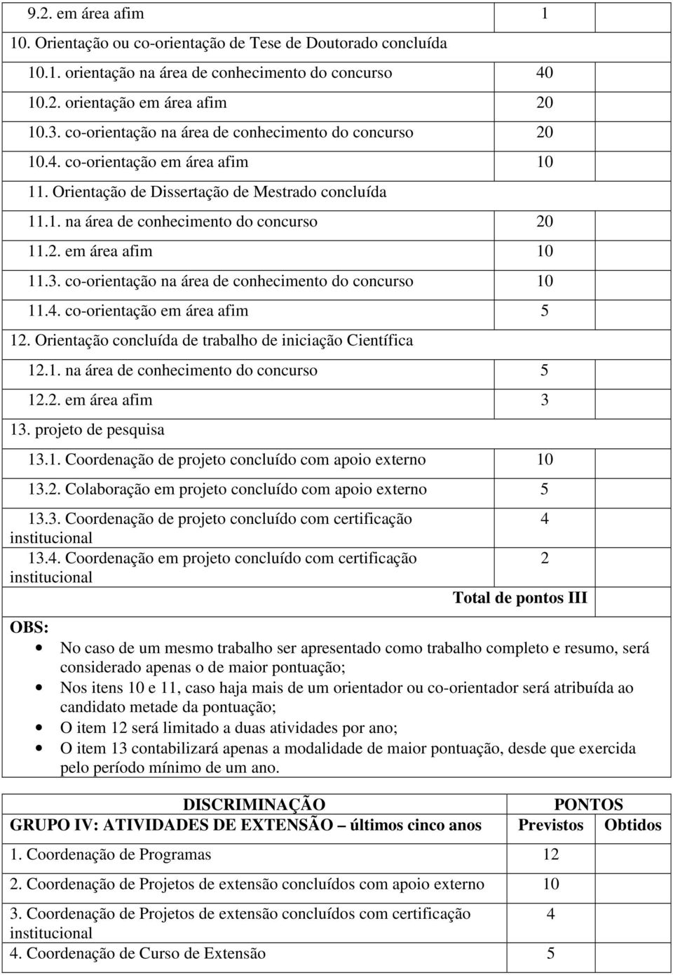 co-orientação na área de conhecimento do concurso 10 11.4. co-orientação em área afim 5 12. Orientação concluída de trabalho de iniciação Científica 12.1. na área de conhecimento do concurso 5 12.2. em área afim 3 13.