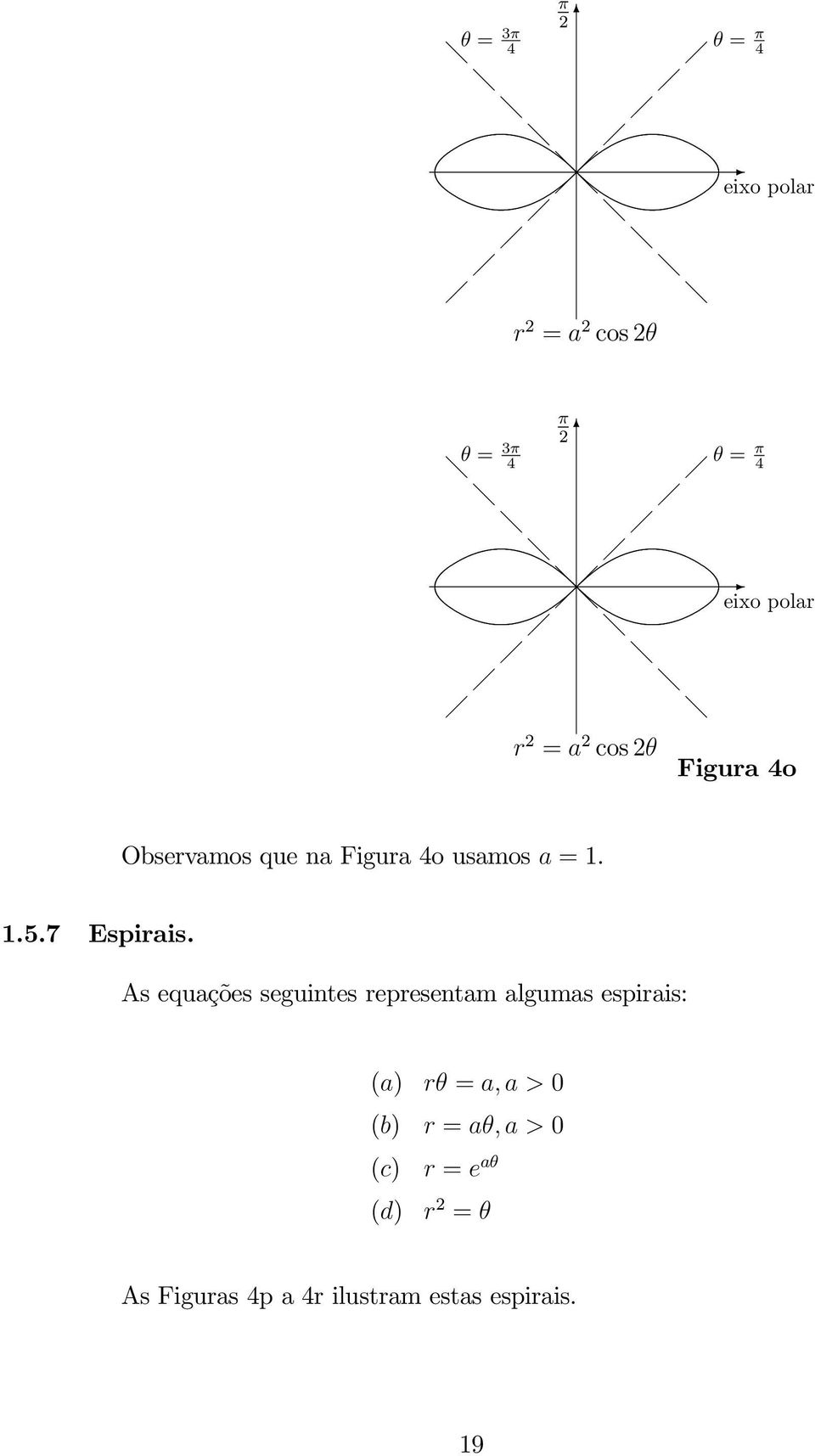 As equações seguintes representam algumas espirais: