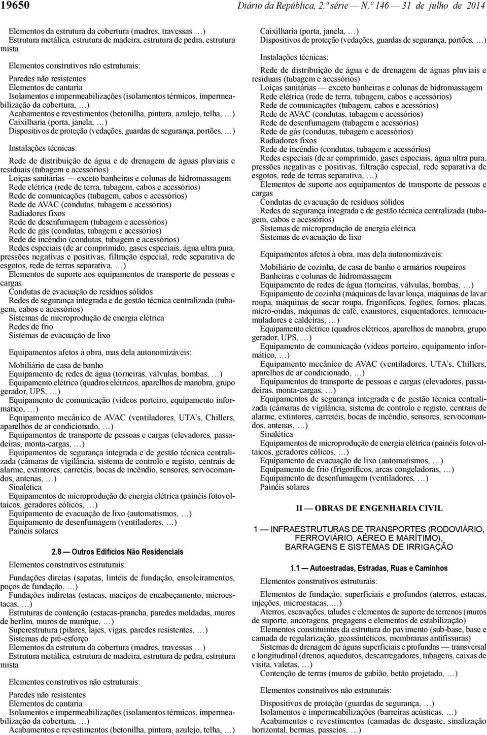 guardas de segurança, portões, exceto banheiras e colunas de hidromassagem Rede elétrica (rede de terra, tubagem, Rede de comunicações (tubagem, Rede de desenfumagem (tubagem e acessórios) Redes