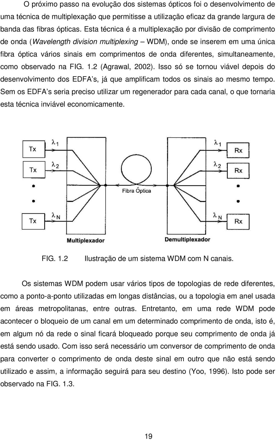 simultaneamente, como observado na FIG. 1.2 (Agrawal, 2002). Isso só se tornou viável depois do desenvolvimento dos EDFA s, á que amplificam todos os sinais ao mesmo tempo.