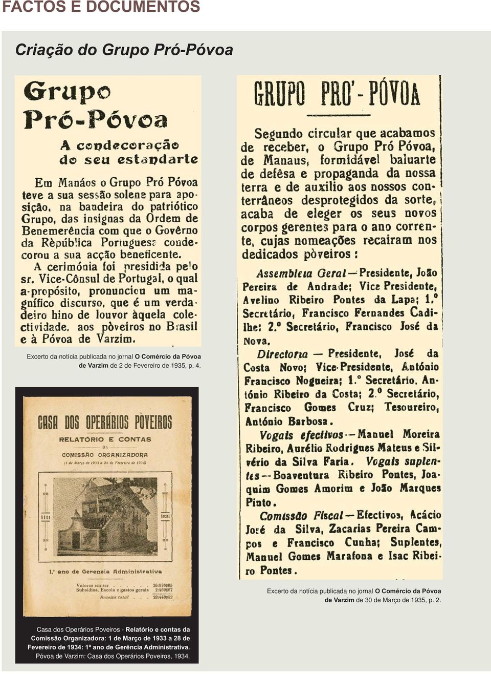 Excerto da notícia publicada no jornal O Comércio da Póvoa de Varzim de 30 de Março de 1935, p. 2.