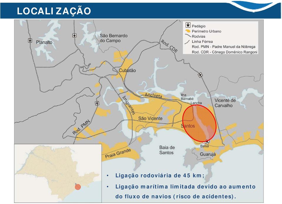 aumento do fluxo de navios (risco de