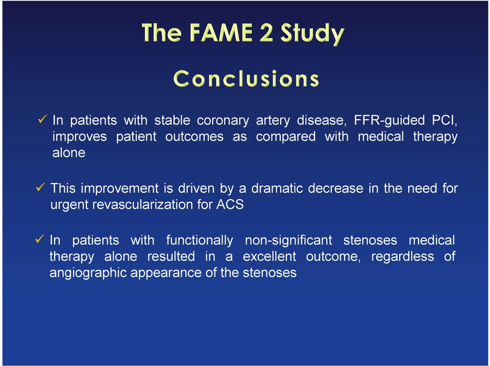 urgent revascularization for ACS In patients with functionally non-significant stenoses medical