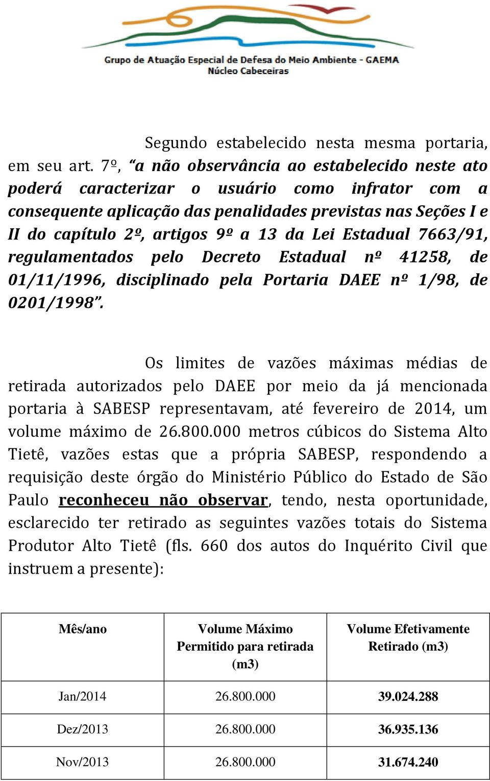 Lei Estadual 7663/91, regulamentados pelo Decreto Estadual nº 41258, de 01/11/1996, disciplinado pela Portaria DAEE nº 1/98, de 0201/1998.