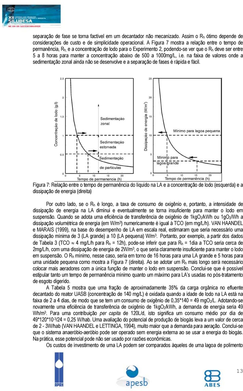 500 a 1000mg/L, i.e. na faixa de valores onde a sedimentação zonal ainda não se desenvolve e a separação de fases é rápida e fácil.