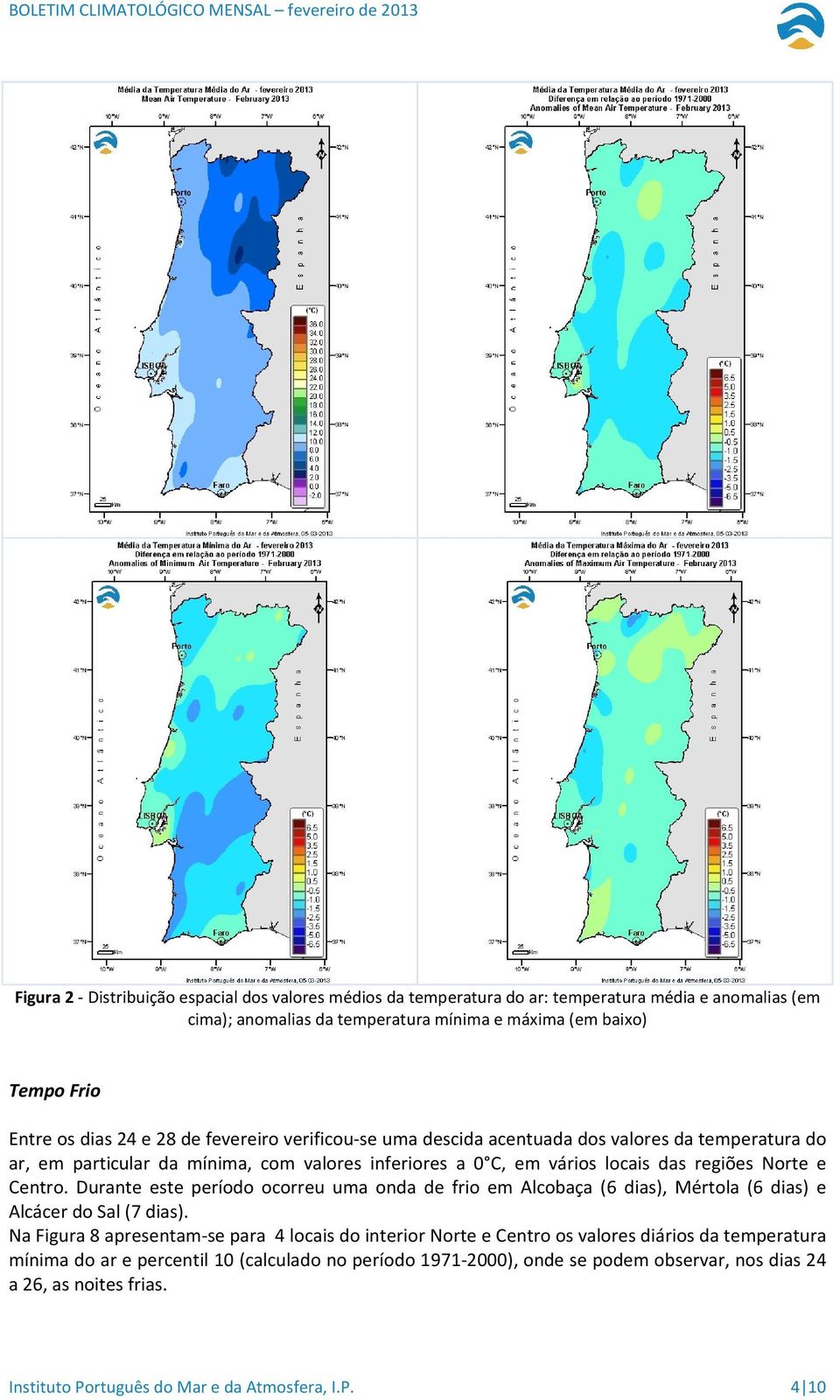 Durante este período ocorreu uma onda de frio em Alcobaça (6 dias), Mértola (6 dias) e Alcácer do Sal (7 dias).