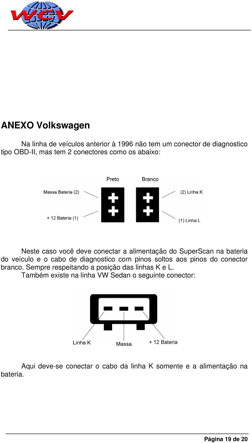 diagnostico com pinos soltos aos pinos do conector branco. Sempre respeitando a posição das linhas K e L.