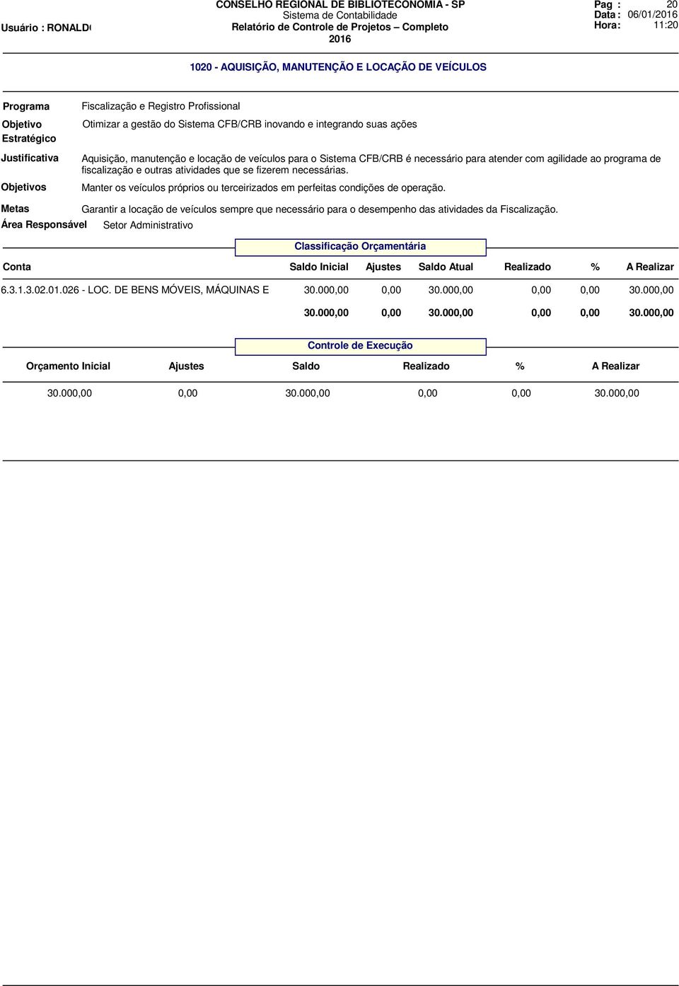 Manter os veículos próprios ou terceirizados em perfeitas condições de operação. Metas Garantir a locação de veículos sempre que necessário para o desempenho das atividades da Fiscalização.