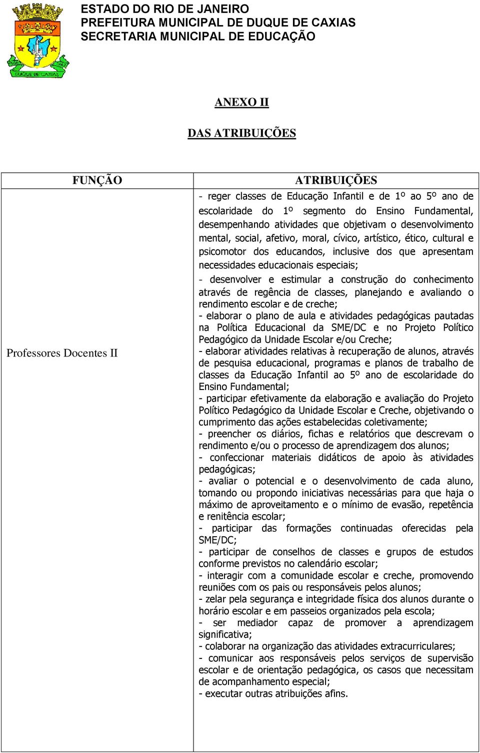 especiais; - desenvolver e estimular a construção do conhecimento através de regência de classes, planejando e avaliando o rendimento escolar e de creche; - elaborar o plano de aula e atividades