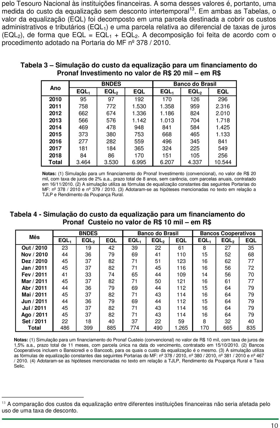 juros (EQL 2 ), de forma que EQL = EQL 1 + EQL 2. A decomposição foi feita de acordo com o procedimento adotado na Portaria do MF nº 378 / 2010.