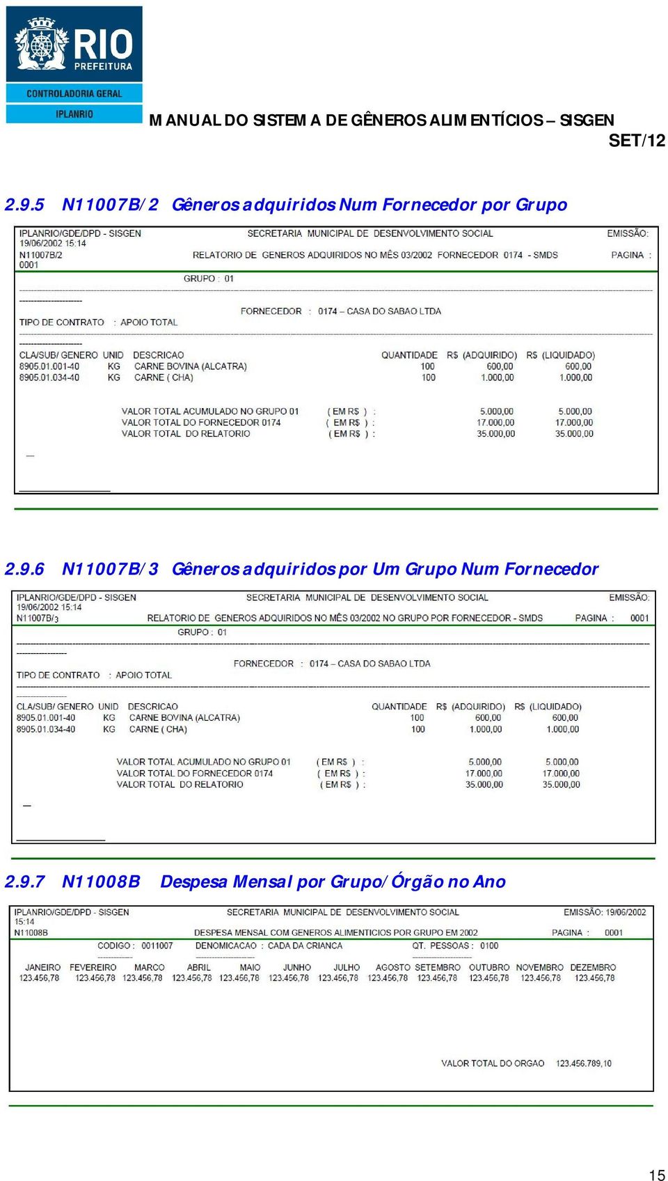 6 N11007B/3 Gêneros adquiridos por Um Grupo