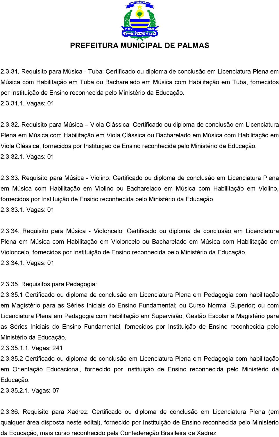 de Ensino reconhecida pelo Ministério da Educação. 1. Vagas: 01 2.3.32.