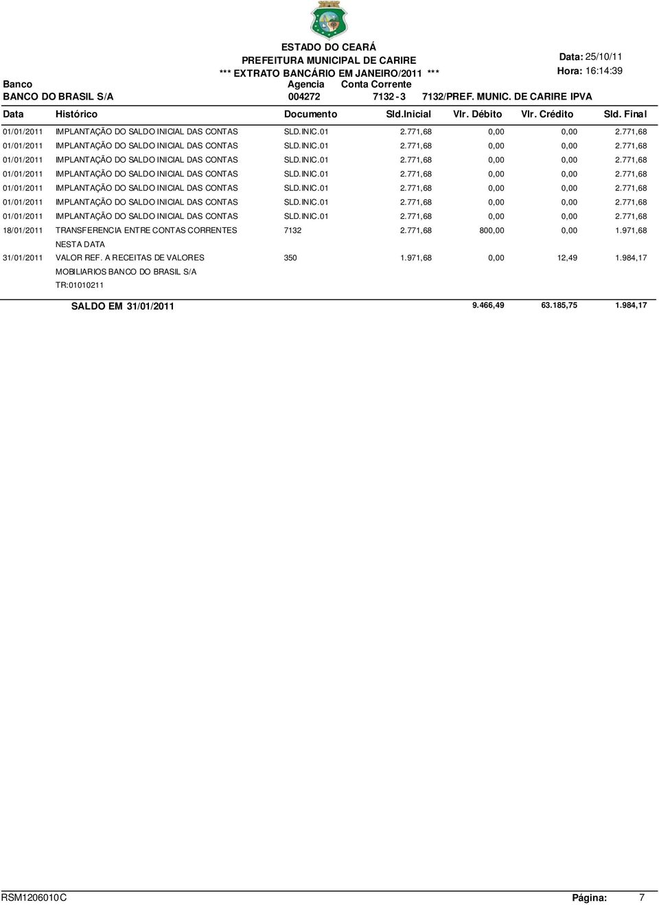 771,68 800,00 0,00 1.971,68 NESTA DATA 31/01/2011 VALOR REF. A RECEITAS DE VALORES 350 1.971,68 0,00 12,49 1.