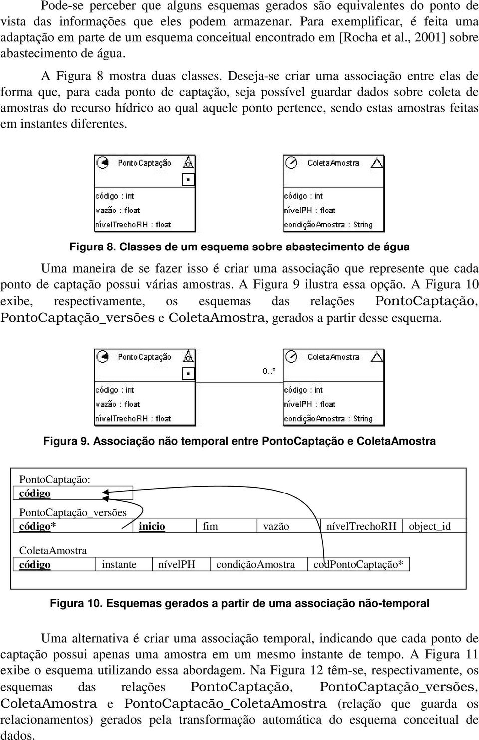 Deseja-se criar uma associação entre elas de forma que, para cada ponto de captação, seja possível guardar dados sobre coleta de amostras do recurso hídrico ao qual aquele ponto pertence, sendo estas