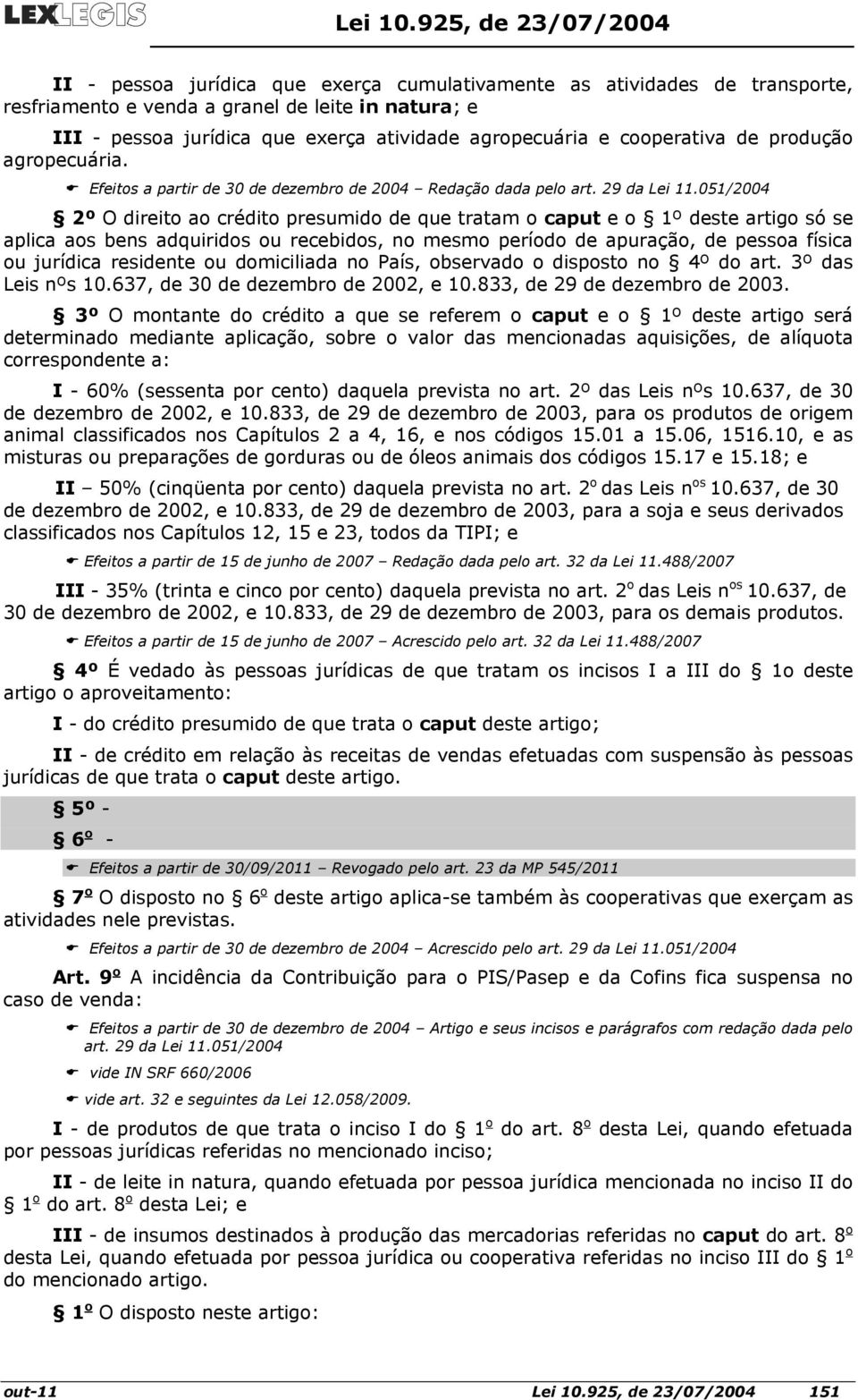 agropecuária e cooperativa de produção agropecuária. Efeitos a partir de 30 de dezembro de 2004 Redação dada pelo art. 29 da Lei 11.