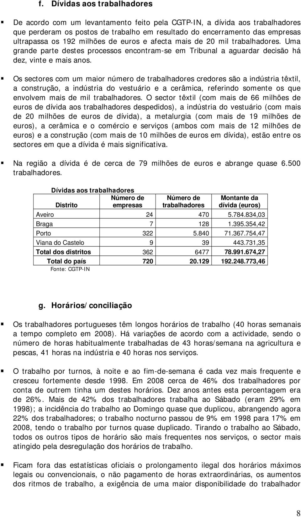 Os sectores com um maior número de trabalhadores credores são a indústria têxtil, a construção, a indústria do vestuário e a cerâmica, referindo somente os que envolvem mais de mil trabalhadores.