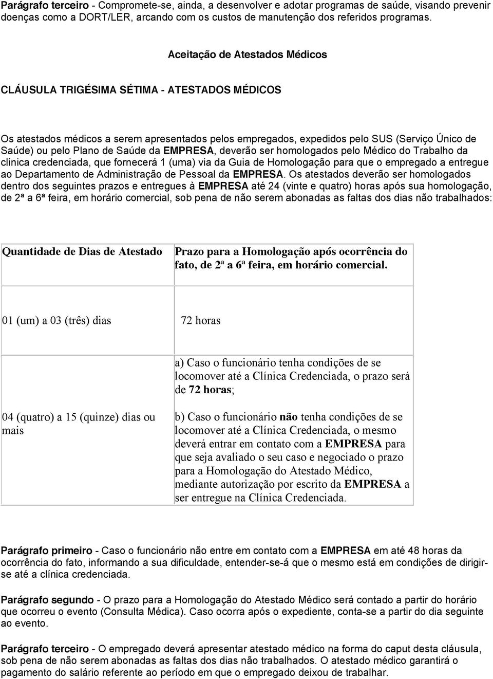 Saúde da EMPRESA, deverão ser homologados pelo Médico do Trabalho da clínica credenciada, que fornecerá 1 (uma) via da Guia de Homologação para que o empregado a entregue ao Departamento de