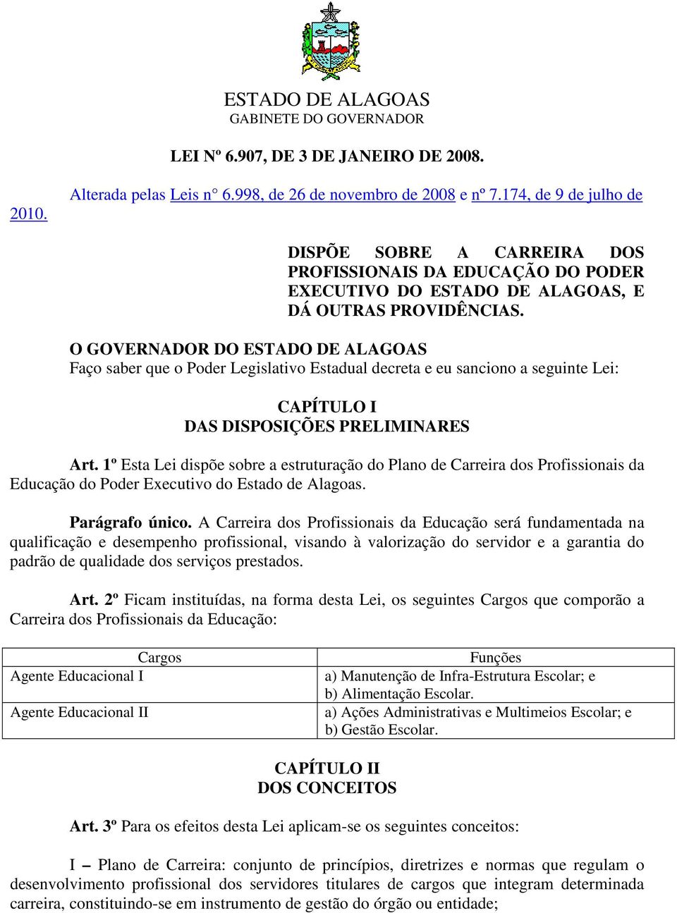 O GOVERNOR O ESTO E LGOS Faço saber que o Poder Legislativo Estadual decreta e eu sanciono a seguinte Lei: CPÍTULO I S ISPOSIÇÕES PRELIMINRES rt.