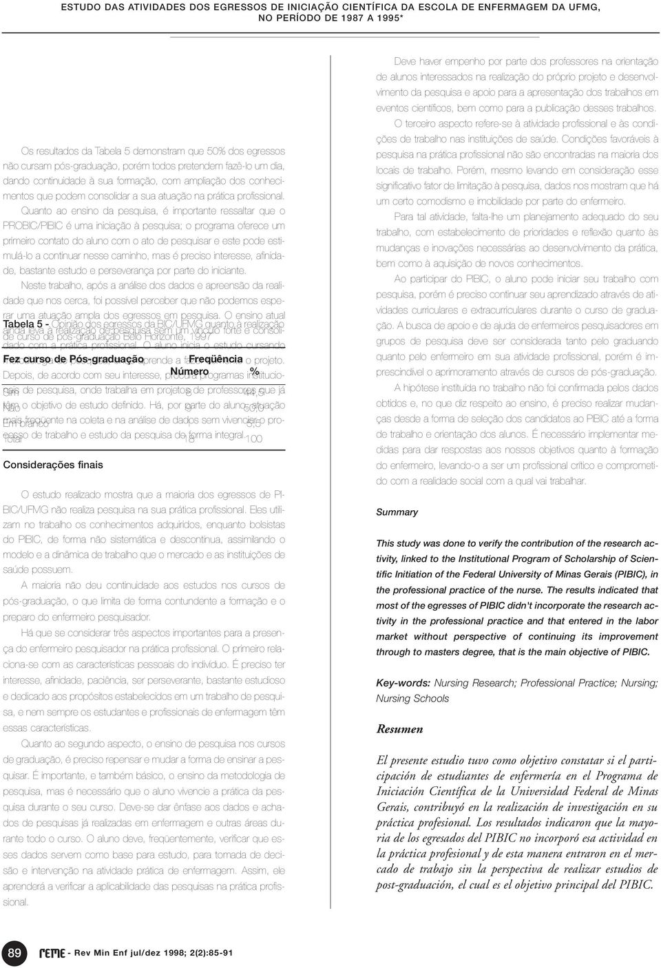 Quanto ao ensino da pesquisa, é importante ressaltar que o PROBIC/PIBIC é uma iniciação à pesquisa; o programa oferece um primeiro contato do aluno com o ato de pesquisar e este pode estimulá-lo a